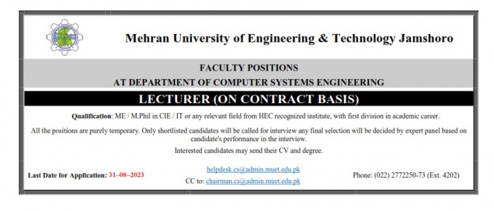 Lecturer on contract basis
